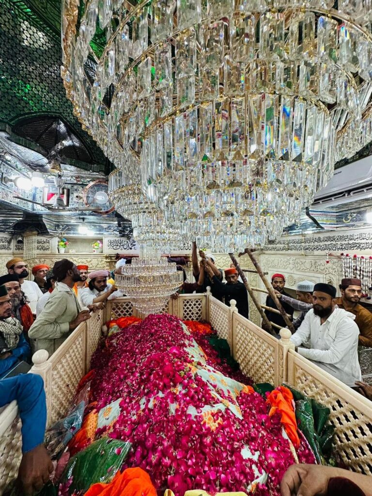 Three Big Size Chandelier Lights In The Holy Darbar.